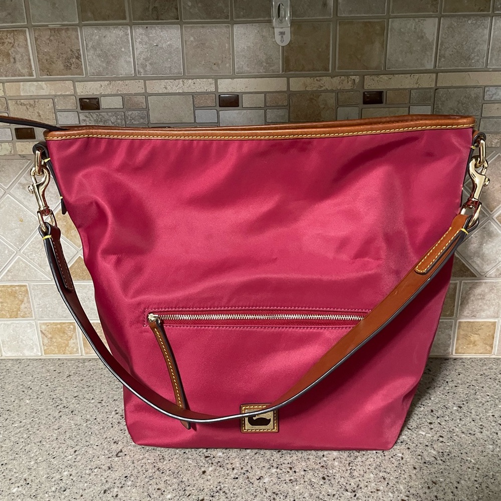 Dooney & Bourke Wayfarer Nylon Shoulder Hobo Bag in Color Bordeaux